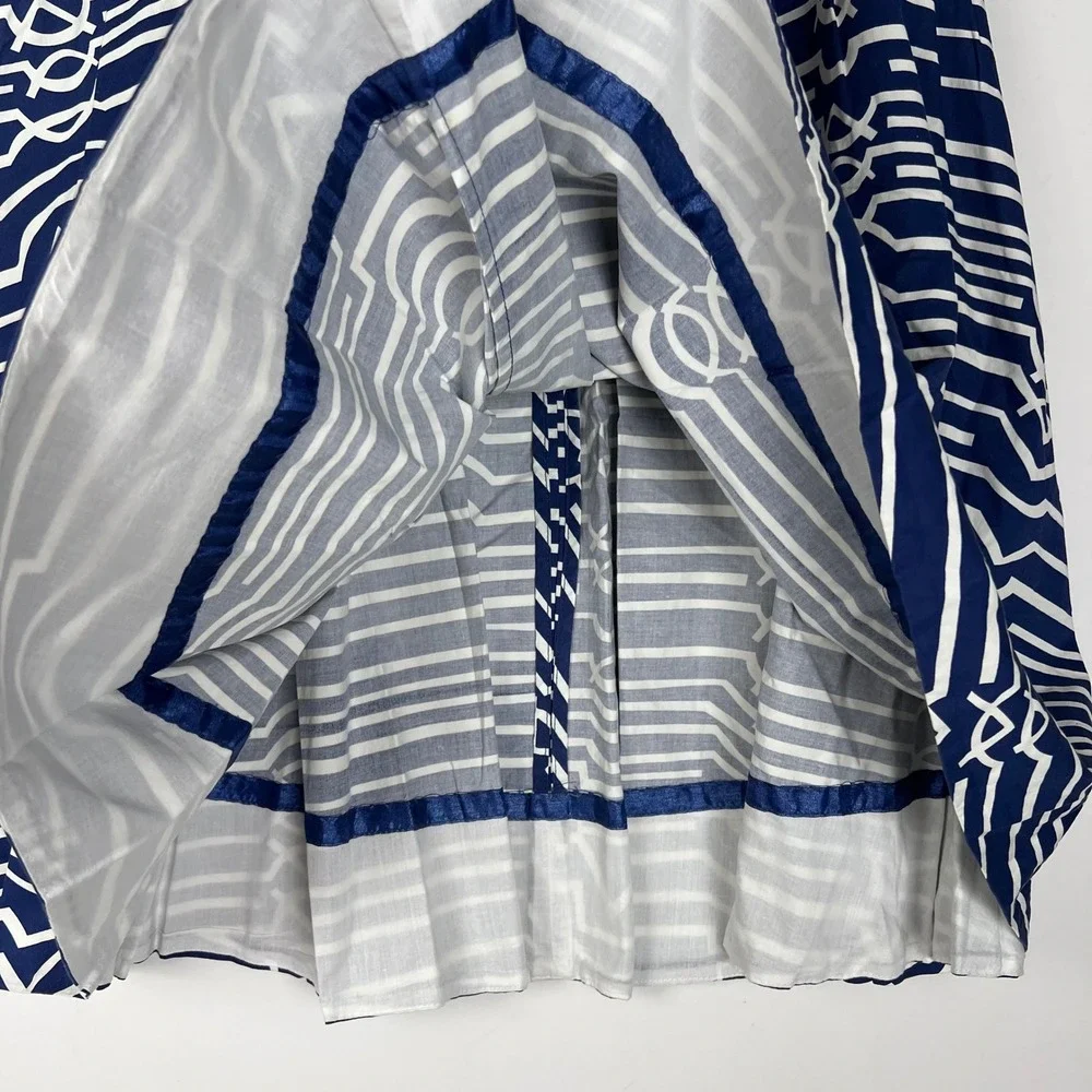 Maeve Anthropologie Skirt Navy Blue White Striped Pleated A-Line Skirt 12 - Picture 5 of 8